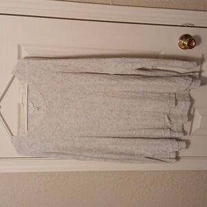 Time And Tru,  long sleeved, t-shirt, gray and white colored.